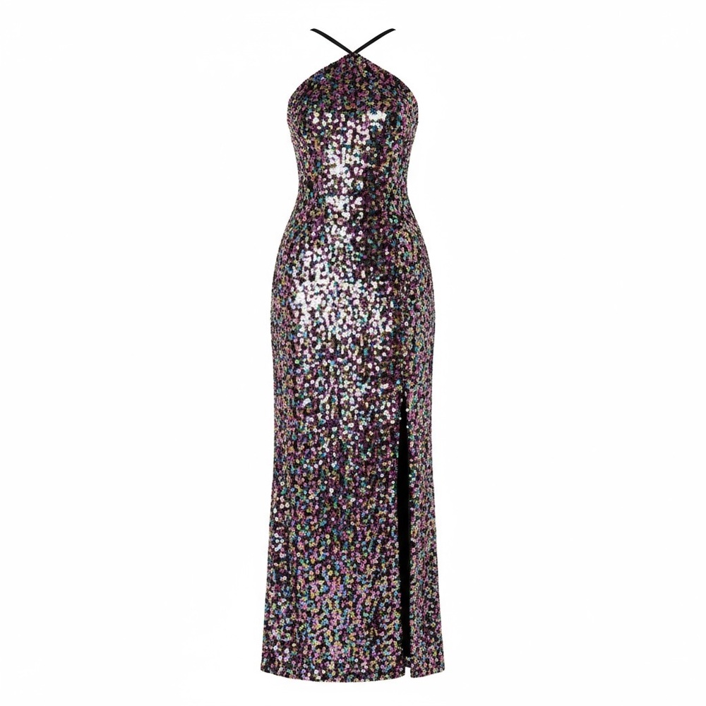 Elegant Sequin Halter Dress
